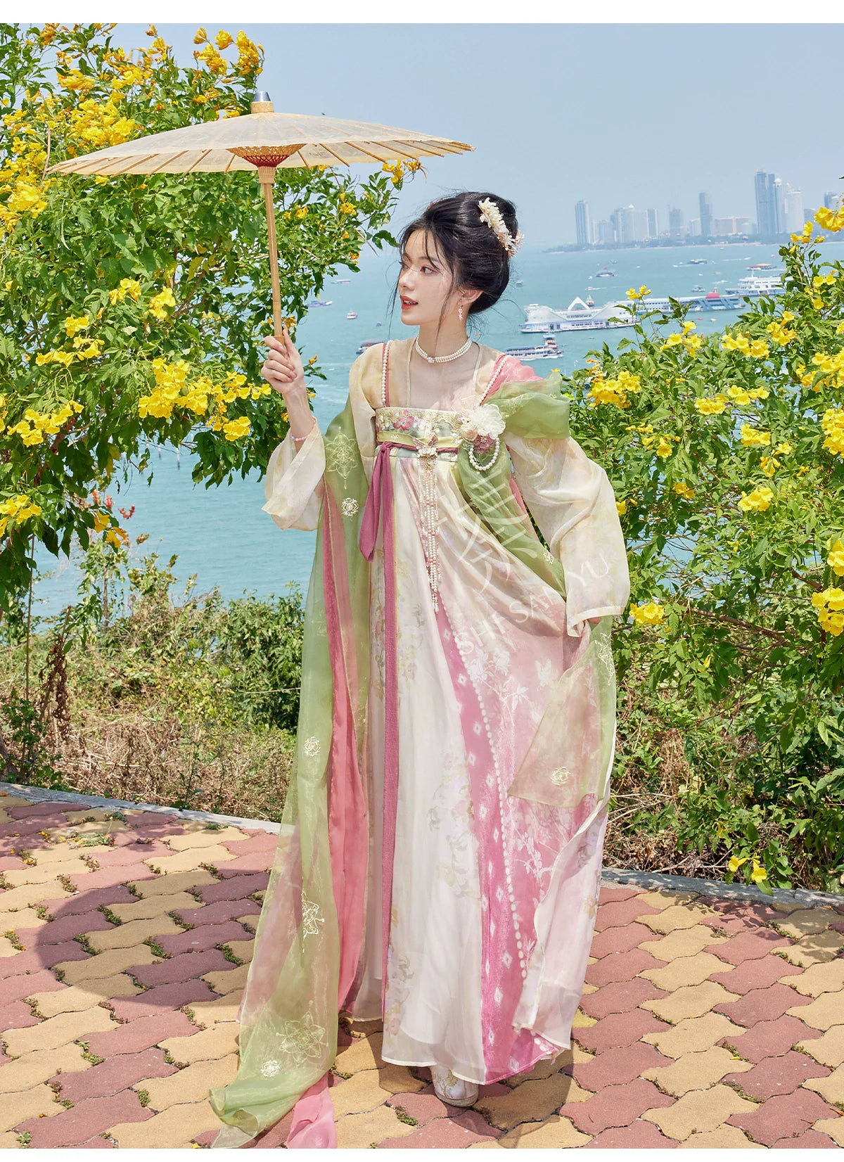 "佩玉春风" Hanfu Silk Cape & Accessories