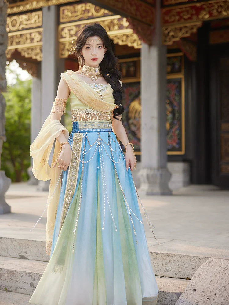 "碧落沙洲" Modern-style Hanfu Set