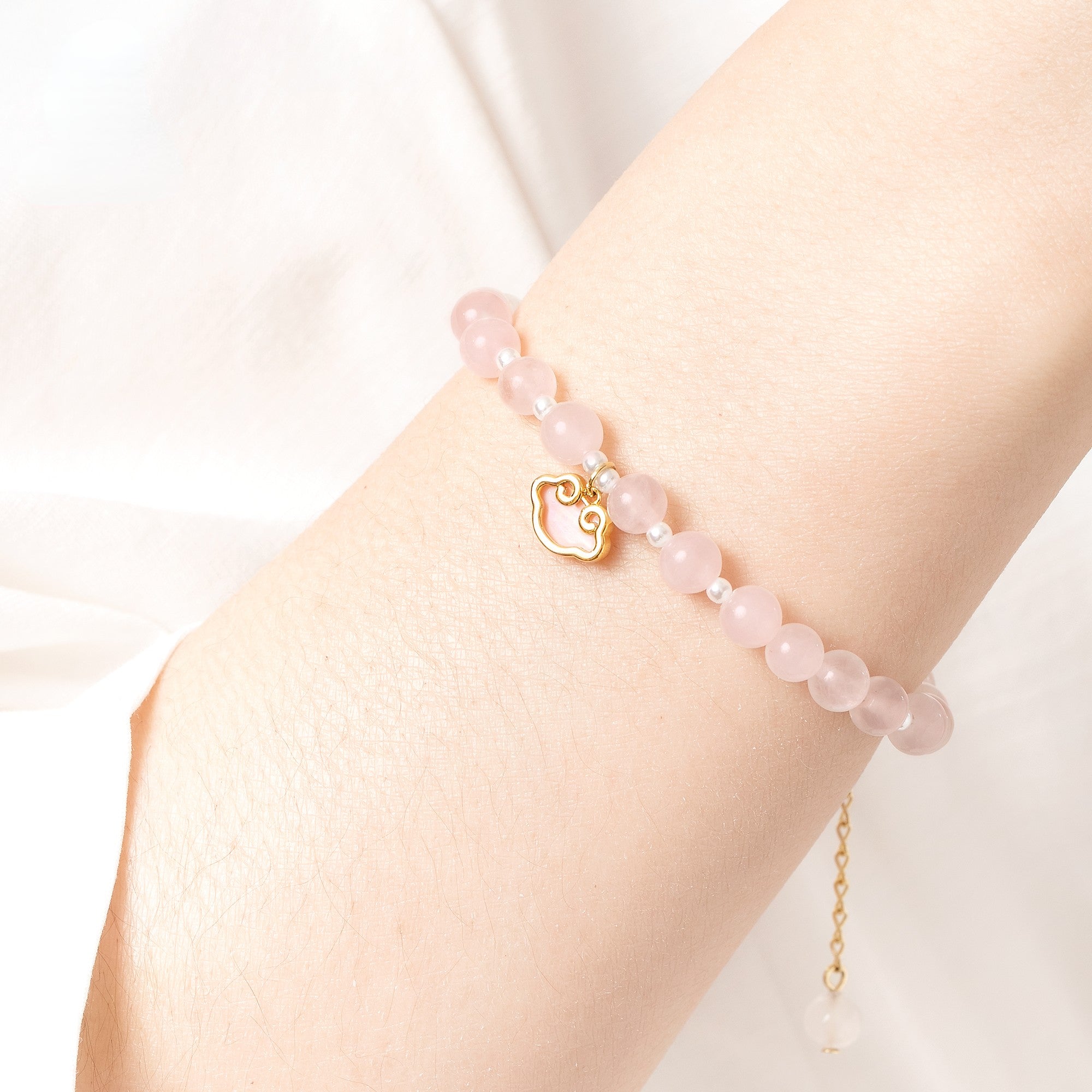 Peach Blossom Pink Crystal Bracelet