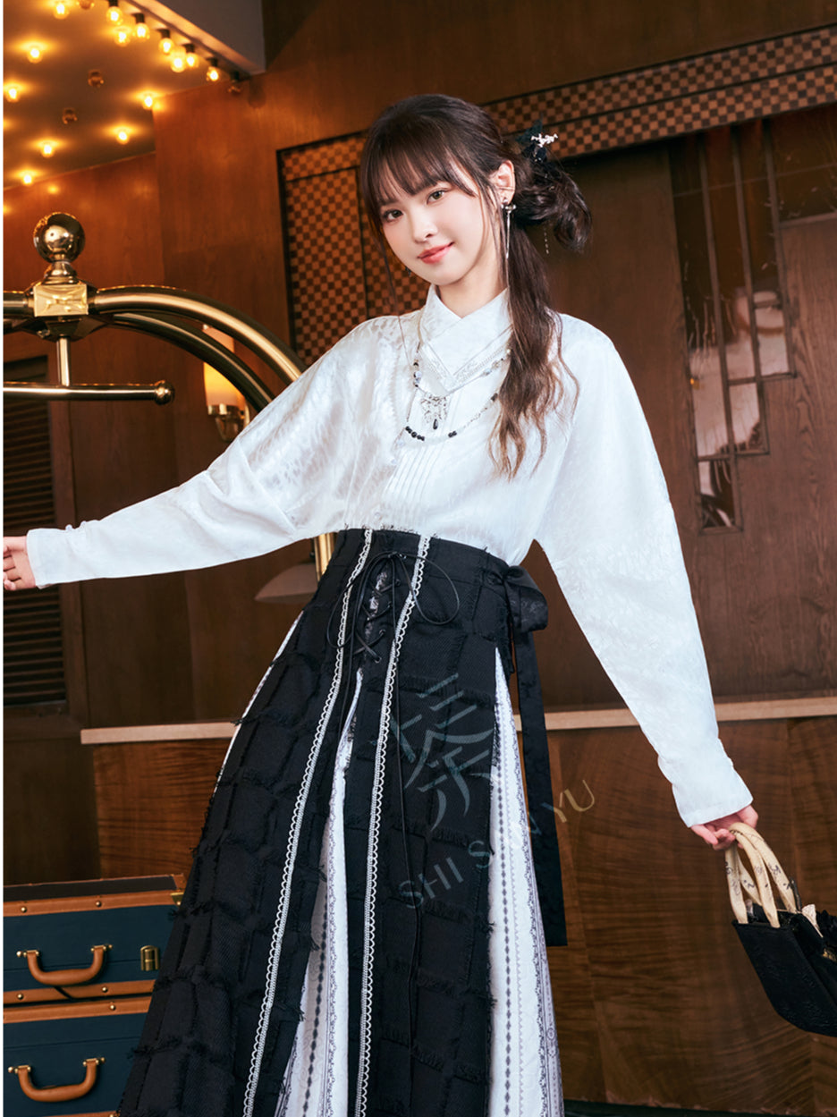 [风铃素语] PLAID OUTERWEAR AND THREE-PLEATED SKIRT  MODERN HANFU