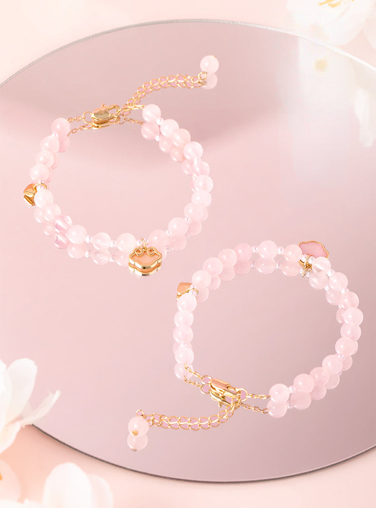 Peach Blossom Pink Crystal Bracelet