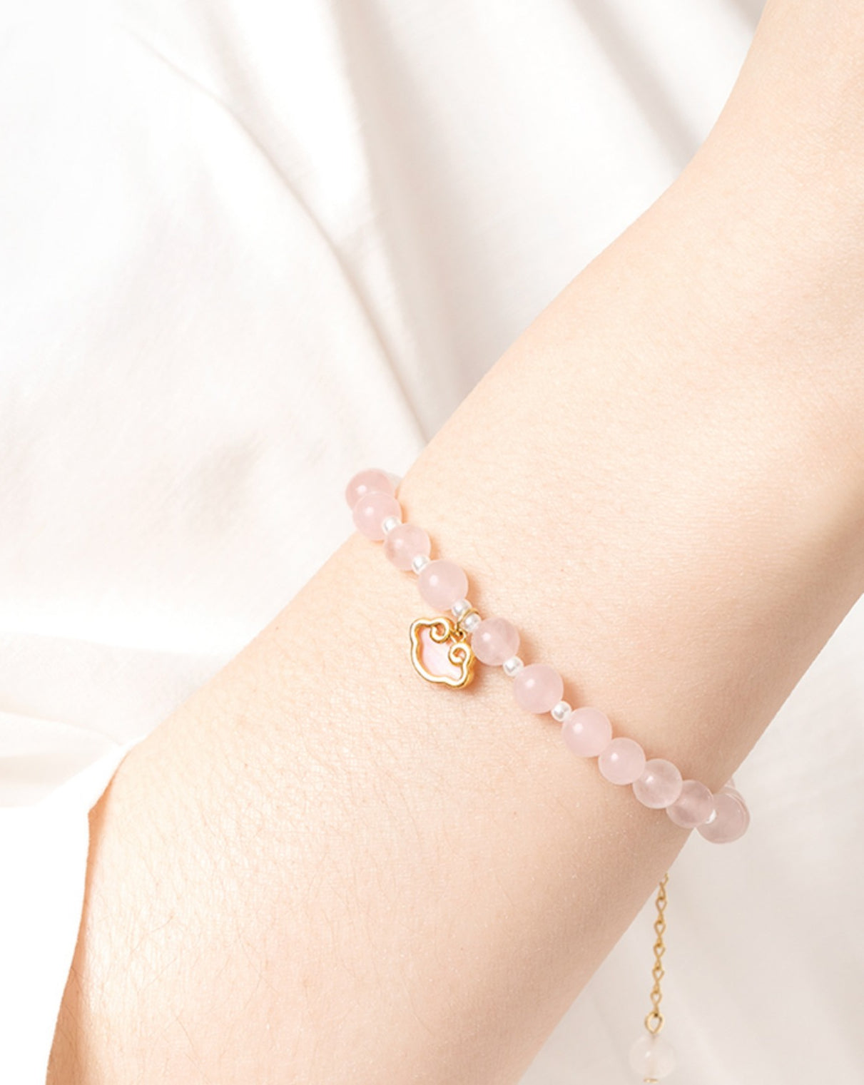 Peach Blossom Pink Crystal Bracelet