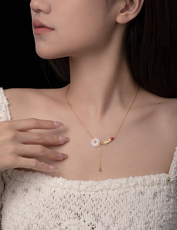 "Changle 长乐" Hetian Jade Peaceful Botton Necklace