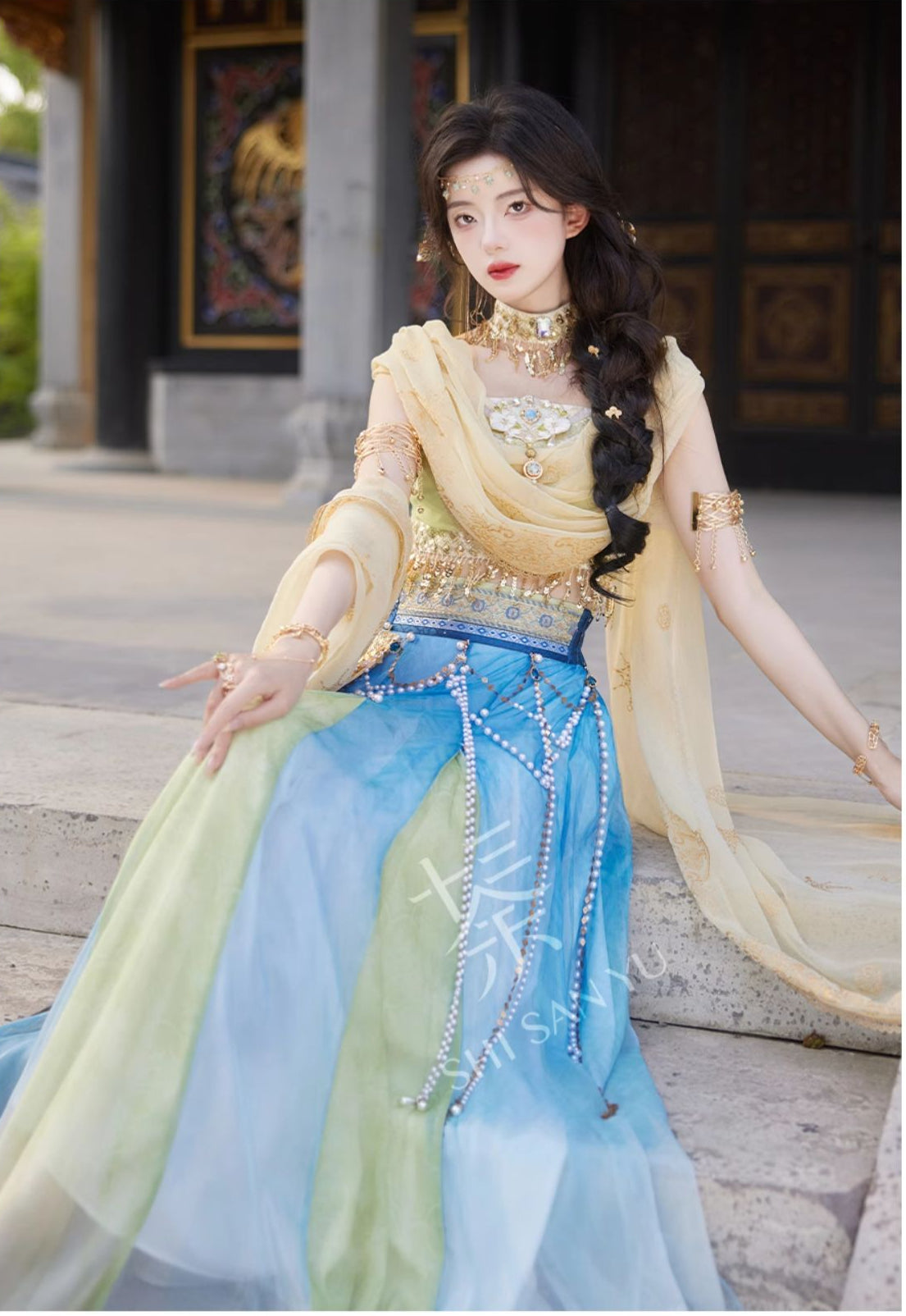 "碧落沙洲" Modern-style Hanfu Set