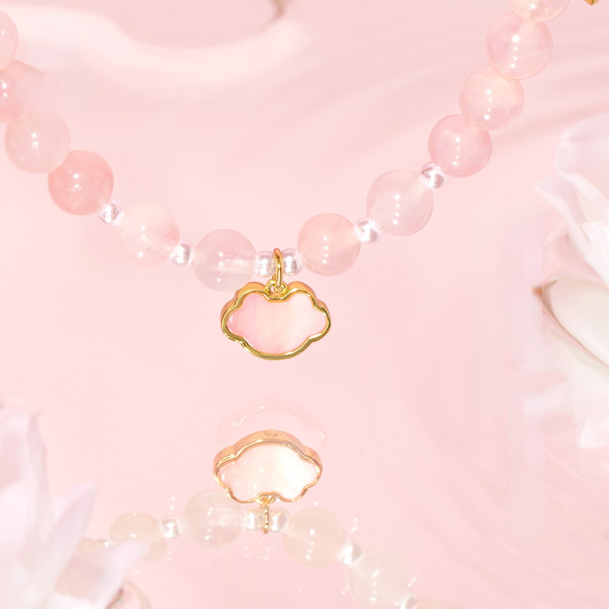 Peach Blossom Pink Crystal Bracelet