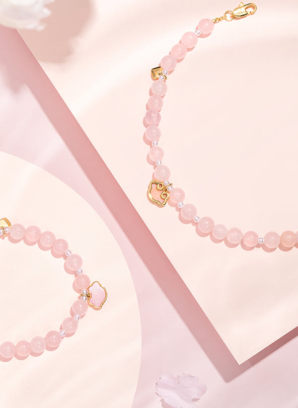 Peach Blossom Pink Crystal Bracelet