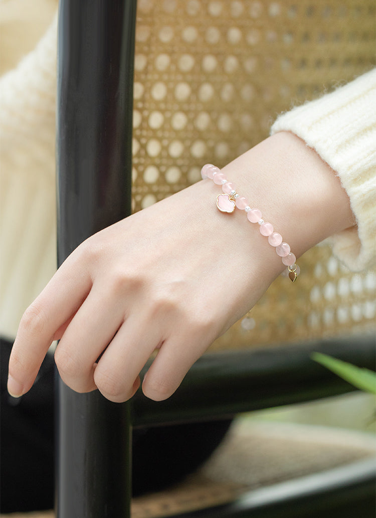 Peach Blossom Pink Crystal Bracelet